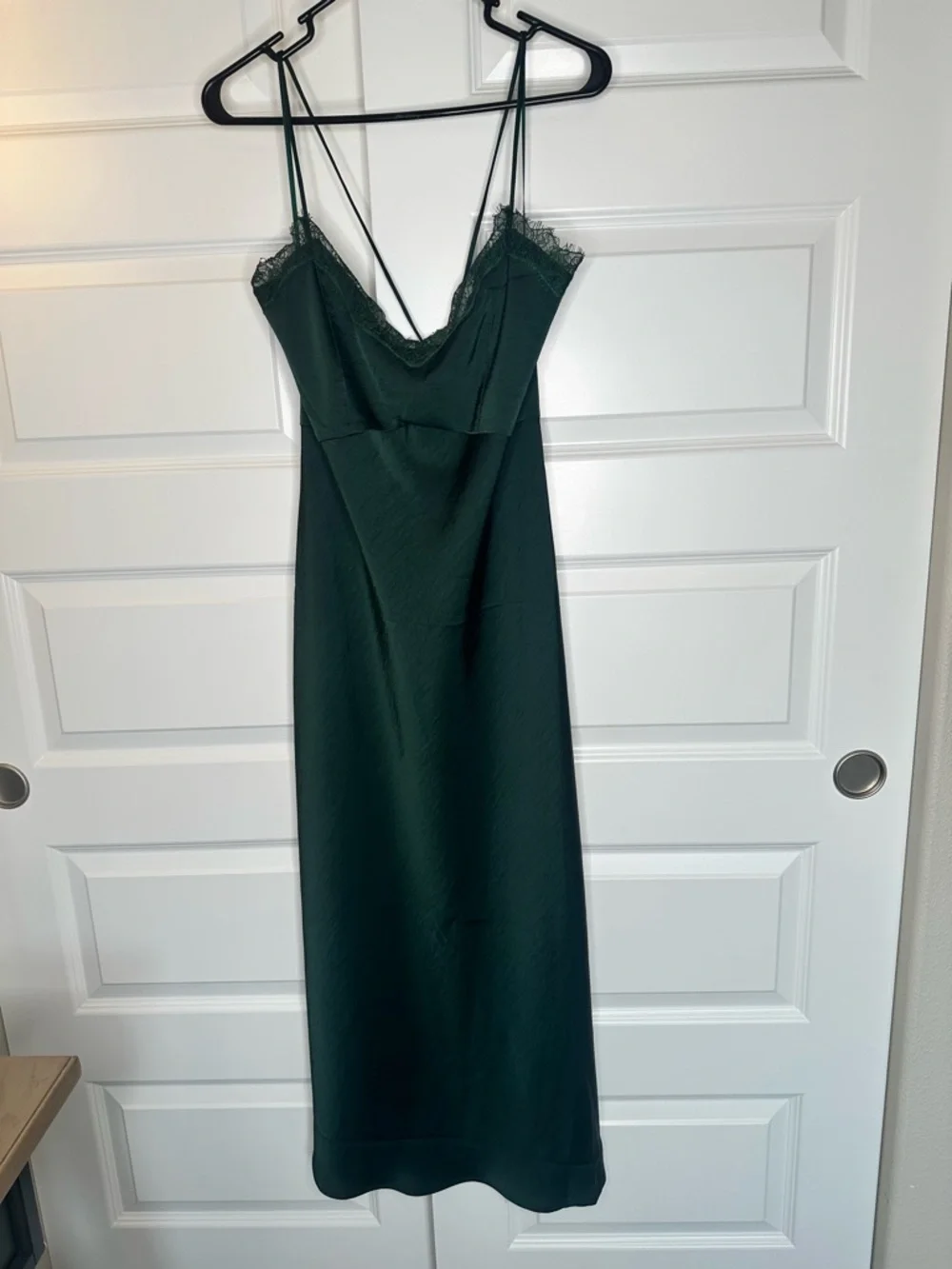 Z SUPPLY After Hours Garland Green Satin Midi Dress | Size Large | NWT